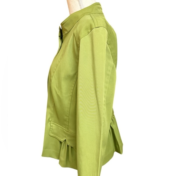 Ruby Rd. Crop Peplum 3/4 Sleeve Lime Green Fall Cropped Blazer Jacket Size 16 - Picture 3 of 10